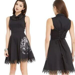 Harry Potter Black and Silver Lace Up Sleeveless Dress | Size Small